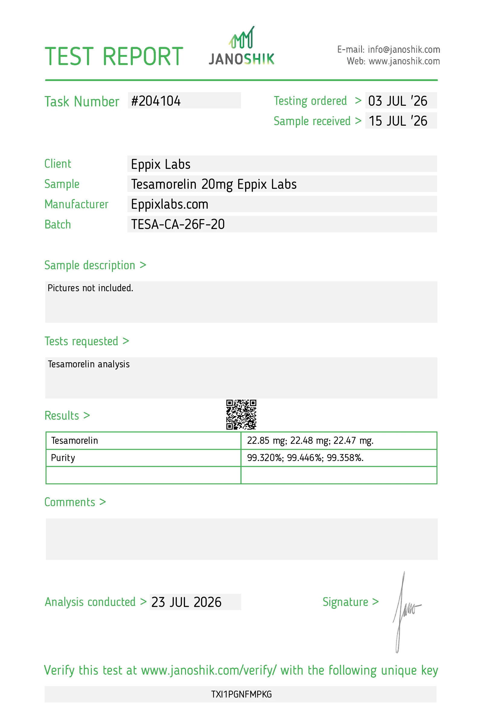 Tesamorelin — 20mg